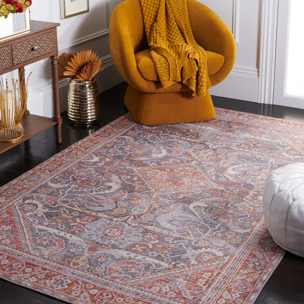 Wade Logan® Abdussamad Oriental Gray/Rust Area Rug Wayfair